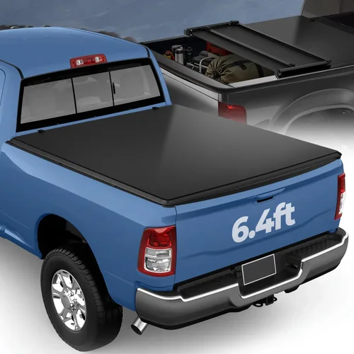 Vista 17 de Auto Dynasty FRP - Cubierta rígida de tres pliegues para caja de camioneta compatible con Ram 1500 2019-2025 de 5.7 pies sin Rambox y almacenamiento