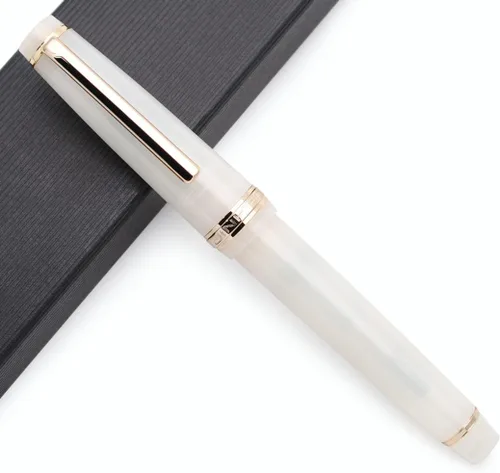 Vista 9 de Pluma estilográfica JINHAO 82 con clip dorado (punta F de 0.5mm, transparente color rosa gato)