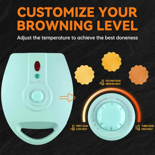 Vista 4 de Baker's Friend Multi Pizzelle Maker Eléctrico, plancha Stroopwafel, máquina para hacer galletas waffle Pizzelle de 4 x 4.5 pulgadas con control