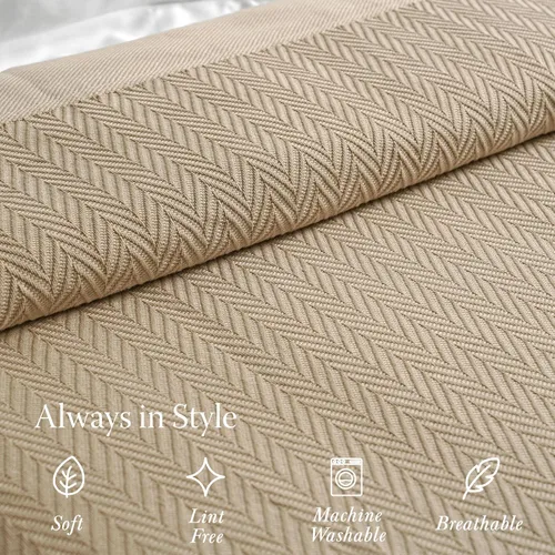 Vista 4 de Threadmill - Mantas de algodón de lujo para cama tamaño individual Manta 100% algodón para todas las estaciones para cama individual Manta