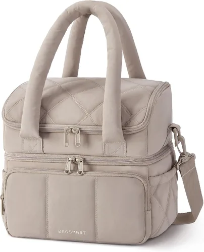 Vista 8 de BAGSMART Bolsa de Almuerzo para Mujeres, Lonchera Aislada de Doble Cubierta, Bolsa de Almuerzo Acolchada Tipo Puffer, a Prueba de Fugas, Duradera