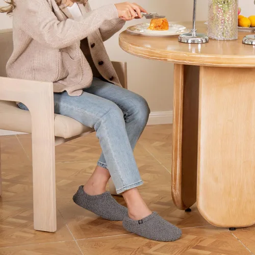 Vista 2 de HomeTop Mocasines de espuma viscoelástica de piel rizada y mullida con forro polar