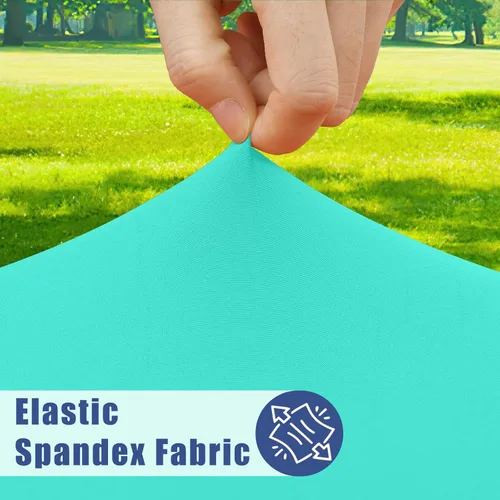 Vista 2 de Moosfor Paquete de 2 manteles rectangulares de elastano de 4 pies, elásticos y ajustables para pícnic, cubierta de mesa de patio elástica y lavable