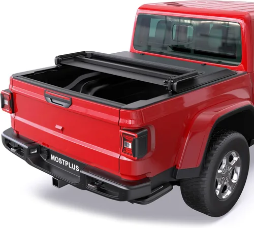 MOSTPLUS Cubierta Tonneau plegable suave de 5 pies para caja de camioneta compatible con Jeep Gladiator JT 2020 2021 2022 2023 2024 2025 2026 con o