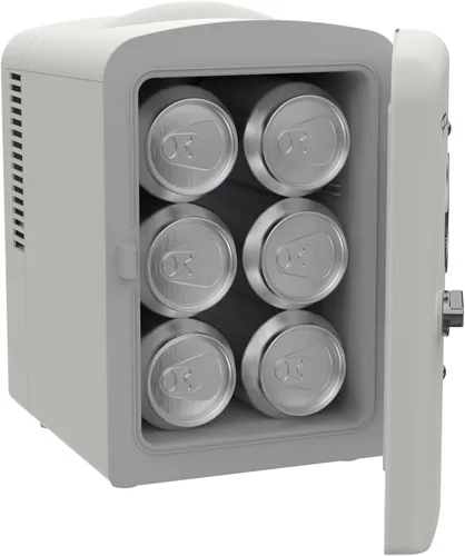 Vista 7 de Frigidaire Mini refrigerador personal retro EFMIS229-Moonbeam, de 6 latas/4L, incluye cable para el hogar y 12 V, capacidad de 4 litros para enfriar