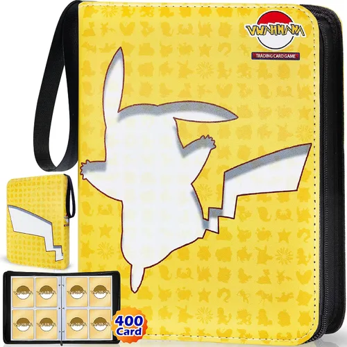 VWAHNANA Card Binder for Pokemon Card Binder, 400 Pockets Card Holder Binder, 4 Pocket for Pokemon Trading Cards in 50 Card Sleeves, for PTCG Card