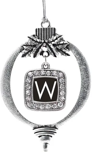 Vista 71 de Inspired Silver - Mis iniciales - Adorno con dije de letra S - Adornos navideños cuadrados de plata con joyas de circonita cúbica