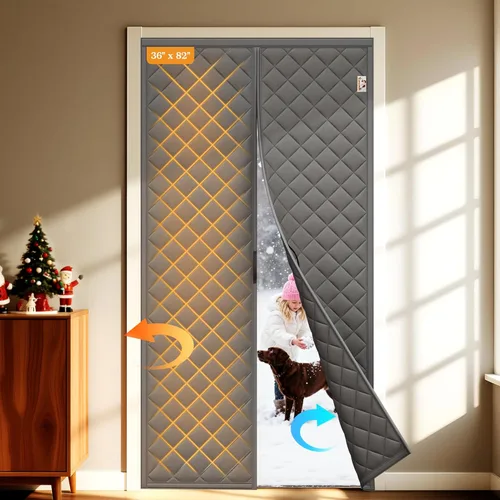 Vista 23 de Yotache - Cortina magnética aislada térmica para puerta, se adapta a puertas de 28 x 78 pulgadas, cortina de 30" x 80", material Oxford resistente a