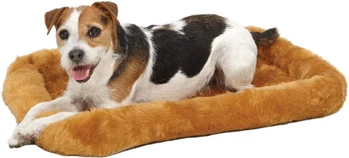 Vista 31 de MidWest Homes for Pets QuietTime Cama para Perros – Borde de Piel Sintética Gris, Ultra-Suave y Lavable a Máquina, Se Adapta a Jaulas