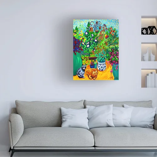 Vista 3 de Trademark Fine Art Lienzo de "Los Gatos Garden" por Cathy Carey