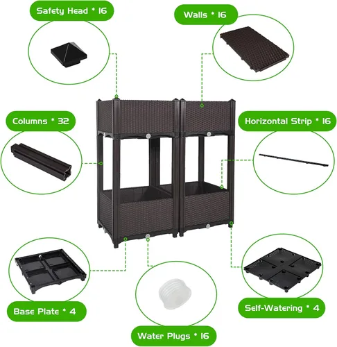 Vista 5 de D'vine Dev Camas elevadas – Caja de jardín elevada con tapón de drenaje, macetas de pie para kit de jardinería de vegetales/flores/hierbas, RGB-4