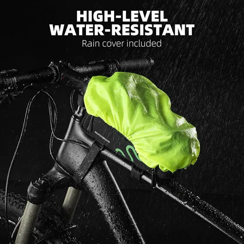 Vista 6 de ROCKBROS Soporte para teléfono de bicicleta con bolsas laterales (hasta 2 L), bolsa de marco de bicicleta, bolsa de montaje para teléfono