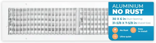 Vista 13 de Cubiertas de ventilación de aire de aluminio de 6 x 4 pulgadas (apertura de conductos) para rejilla de aire acondicionado de pared, cubierta