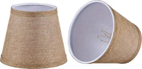 Aspen Creative 51022-2, pantalla de araña de transición con clip imperio, tela con textura de lino beige, parte superior de 4 pulgadas x 6 pulgadas