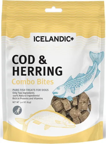 Vista 6 de Icelandic+ Bacalao y arenque Combo Bites Dog Treat Bolsa de 3.0 onzas