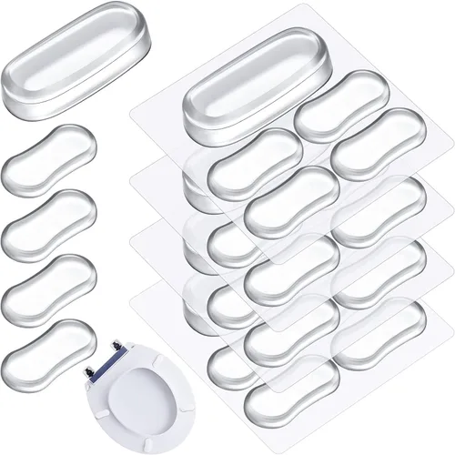 Outus Paquete de 20 protectores de asiento de inodoro, accesorio universal para tapa de inodoro, parachoques de goma de silicona con adhesivo fuerte