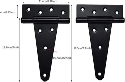 Vista 2 de Kit de herrajes para puerta resistente, con pestillo de puerta de autobloqueo, bisagras de puerta de correa en T de 6 pulgadas y tirador de manija