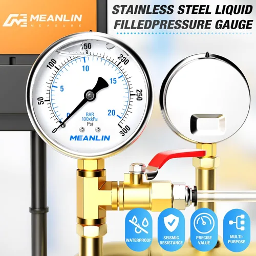 Vista 58 de MEANLIN MEASURE - Vacuómetro de presión de vacío de acero inoxidable, esfera con cara de 2.5 pulgadas, NPT de 1/8 de pulgada, montaje trasero