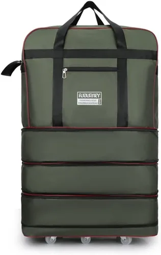 Bolsa de viaje Oxford expandible extra grande con ruedas, impermeable, ligera, plegable, maleta, Verde, Equipaje extensible central rígido con