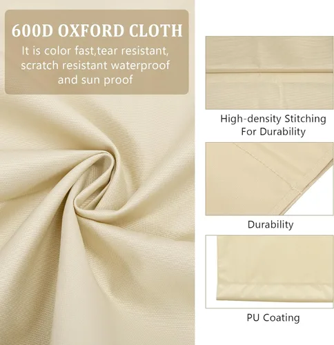 Vista 4 de Funda de asiento para columpio de patio al aire libre, 600D grueso Oxford impermeable, fundas de protección de cojín de repuesto para sillas de Beige