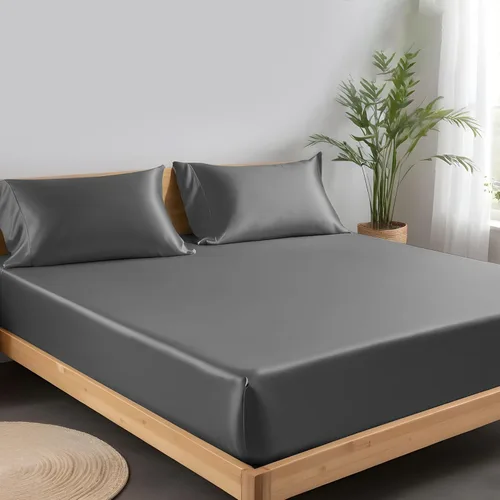 Vista 11 de Linenwalas Sábana bajera Tencel Lyocell con bolsillo profundo de 16 pulgadas con ajuste seguro y elástico todo alrededor - Ropa de cama de seda