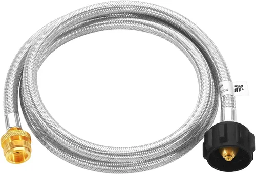 Vista 7 de GGC Manguera adaptadora de propano trenzada de acero inoxidable de 4 pies, convertidor de 1 lb a 20 lb para tanque QCC1/tipo 1 LP a parrilla