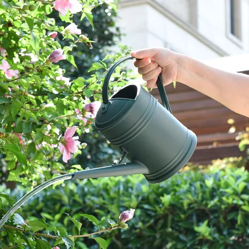Vista 6 de Regadera de plástico para plantas de interior, flores de jardín al aire libre, regadera para plantas de interior con cabezal de aspersor