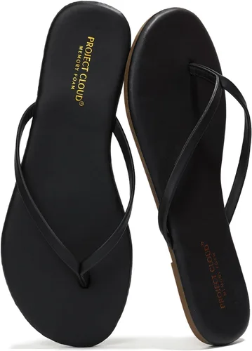 Vista 14 de Project Cloud - Sandalias para mujer planas de espuma viscoelástica, ligeras de cuero vegano, sandalias esenciales de verano para la playa