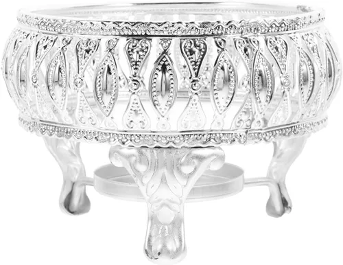 Vista 7 de Calentador de té de aleación de plata con soporte para candelitas, base calefactora, soporte para velas para teteras de vidrio, teteras de cerámica