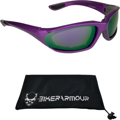 Vista 10 de Bikershades Gafas de montar en motocicleta con montura morada, pequeñas para mujeres y niñas
