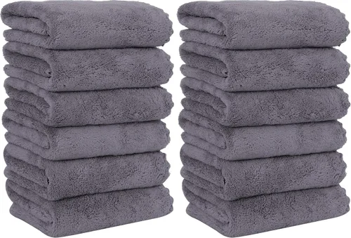 Vista 25 de MOONQUEEN Paquete de 6 toallas de mano de alta calidad, secado rápido, toallas de microfibra de terciopelo coral altamente absorbentes, multiusos
