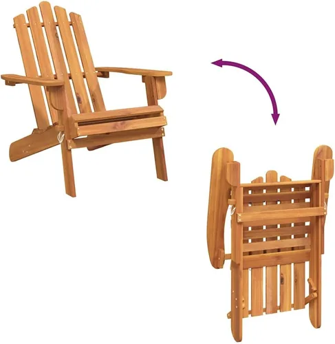 Vista 8 de Garden Chair Natural Wood, Solid Acacia Wood Foldable Adirondack, Outdoor Seating for Patio, Front Porch, Deck, 33.1x29.5x35.4 in