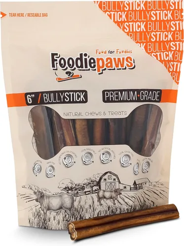 Vista 12 de FOODIEPAWS Bully Sticks de 4 pulgadas para perros, paquete a granel de 1 libra Pizzle de carne de res alimentada con pasto natural Sin cuero