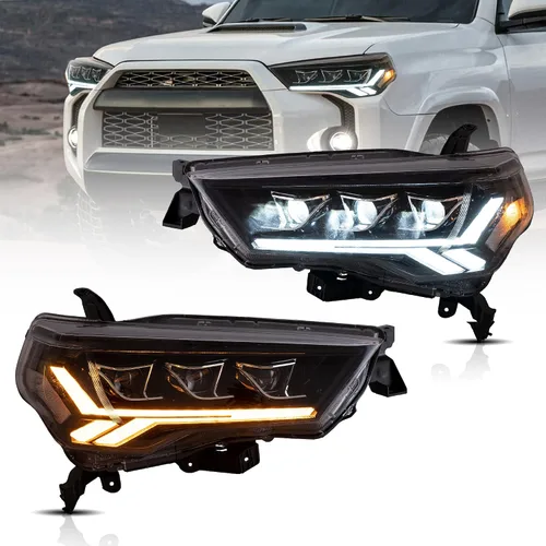 VLAND Faros delanteros con proyector LED compatibles con Toyota 4Runner 2014-2023 con señal de giro secuencial ámbar con animación dinámica y