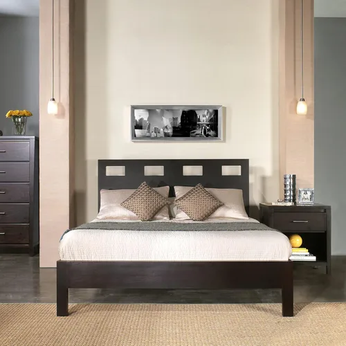Vista 15 de Modus Furniture Cama con paneles de madera maciza, Queen, Broderick - Marrón avena silvestre