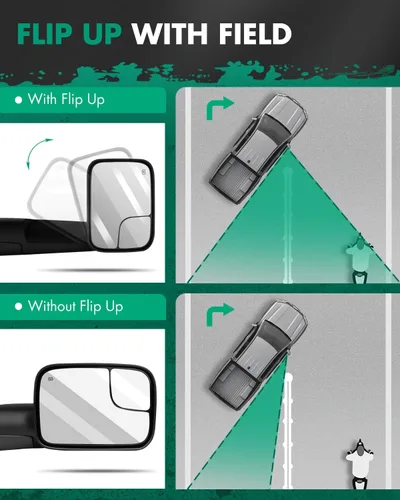 Vista 4 de SCITOO Espejo lateral del pasajero compatible con Dodge 2002-2008 para Dodge For Ram 1500 2003-2009 para Dodge para Ram 2500/3500 Pickup Truck