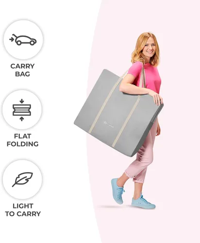 Vista 3 de Kinderkraft LOVI Moisés de viaje para bebé en color beige, cama plegable portátil con mosquitera incorporada, capucha ajustable y una función