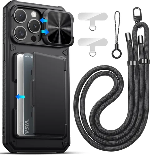 Vista 52 de ATATOO Funda tipo cartera para iPhone 16e, tarjetero integrado (3-5 tarjetas) y funda de cámara deslizante y bloqueo RFID, protección de grado Azul