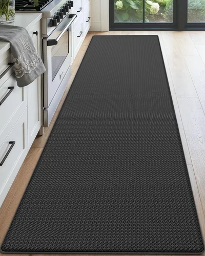 Vista 40 de DEXI - Tapetes de cocina acolchados antifatiga, 17 x 29 + 17 x 59 pulgadas, juego de 2, para pasillo, impermeables, acolchado de espuma Marrón