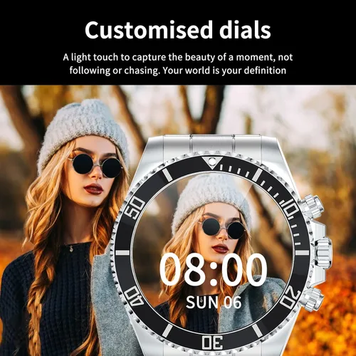 Vista 5 de findtime Reloj inteligente para teléfonos Android, contestar hacer llamadas, recordatorio de SMS, reloj inteligente compatible con iPhone