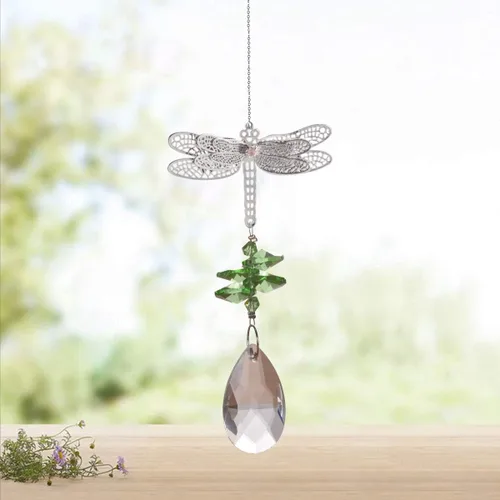 Vista 12 de WEISIPU Prisma atrapasoles de cristal – Atrapasoles de libélula para ventanas colgantes de arco iris para ventanas, decoración de árbol de Navidad