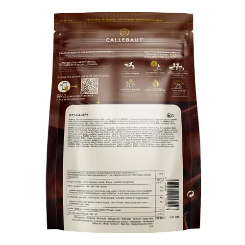 Vista 2 de Callebaut Callets de Chocolate Belga Oscuro Cobertura Semidulces, 54.5% - 5.5 Libras