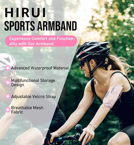 Vista 2 de HiRui Brazalete deportivo universal cómodo para correr, soporte para teléfono celular para entrenamiento de ejercicio, compatible con iPhone