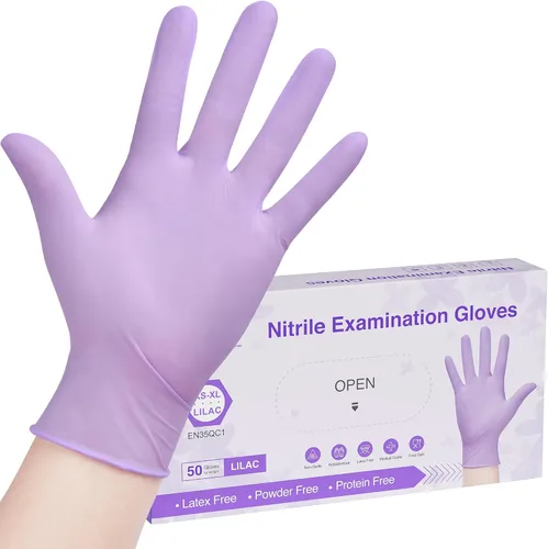SwiftGrip Guantes desechables para examen de nitrilo, 3 mil, guantes lilas desechables sin látex, sin polvo