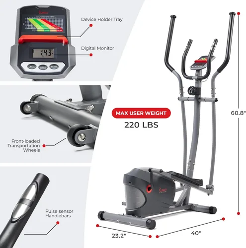 Vista 6 de Sunny Health & Fitness Upright Elliptical Machine, Full Body Cardio Exercise with Adjustable Resistance, Arm and Leg Workout Machine, SunnyFit App