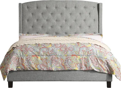 Vista 11 de Rosevera Essential - Base de cama de plataforma con cabecera capitoné tapizada de tela, soporte de listones de madera, fácil montaje, tamaño King