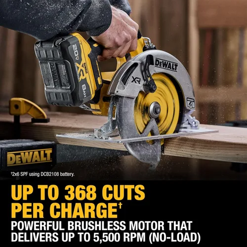 Vista 5 de DEWALT Kit de sierra circular inalámbrica sin escobillas de 20 V MAX XR de 7-1/4 pulgadas con batería y cargador (DCS590WW1)