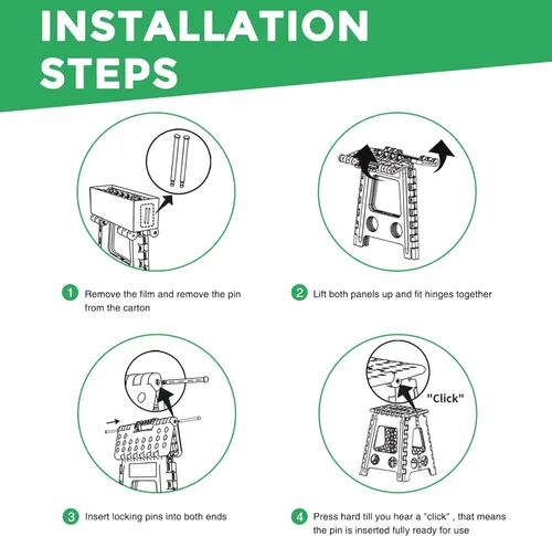 Vista 37 de Dyforce Taburete plegable de 17.5 pulgadas, capacidad de 400 libras, taburete plegable de plástico resistente para adultos, taburete con asa, fácil