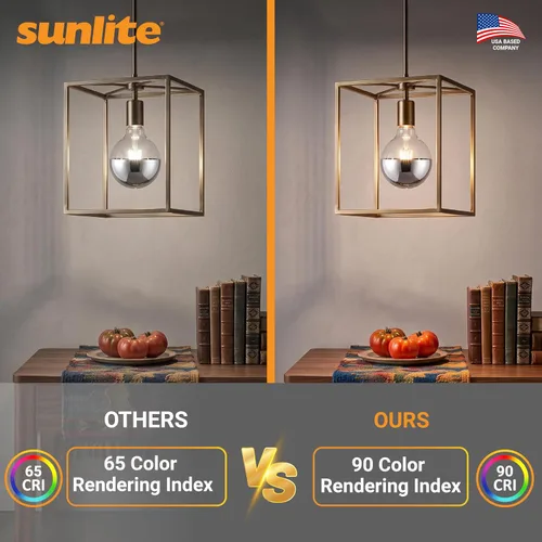 Vista 5 de Sunlite Bombilla LED G25 (G80) Edison de medio globo cromado, 6 vatios (60 W = ), base E26 estándar, 530 lúmenes, regulable, cuenco plateado