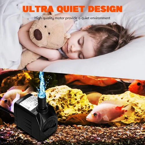 Vista 7 de Simple Deluxe Bomba de agua sumergible de 290 GPH 21W con entrada ajustable para pecera, hidroponía, fuentes, acuarios, negro